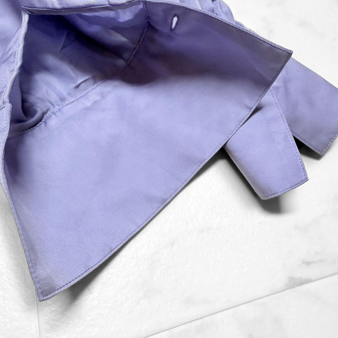 ボールジィ シルク混 2way ボウタイブラウス パープル 光沢トゥモローランド