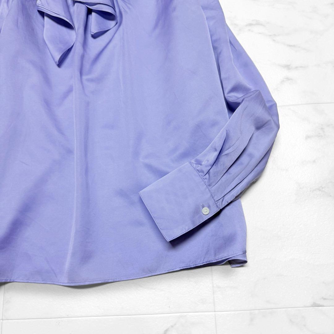 ボールジィ シルク混 2way ボウタイブラウス パープル 光沢トゥモローランド