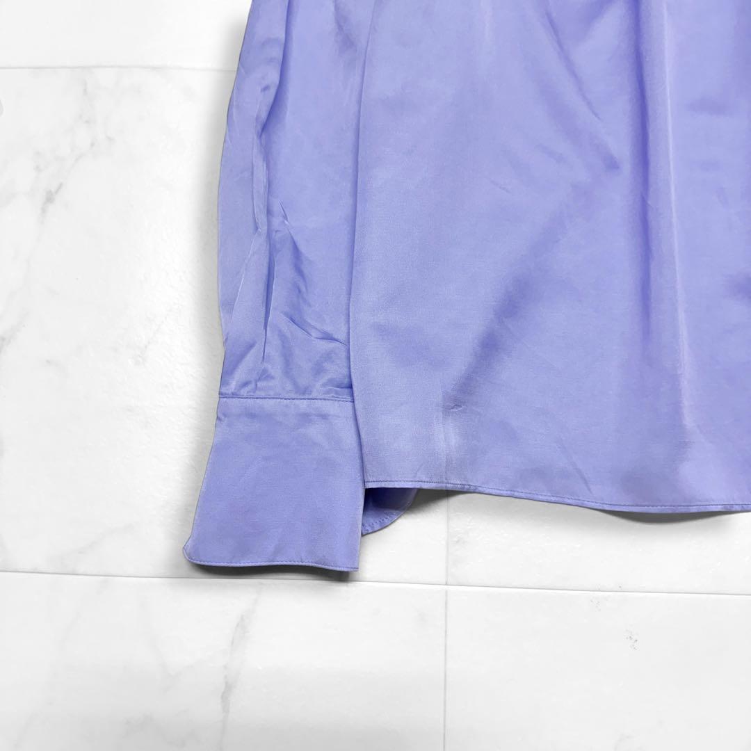 ボールジィ シルク混 2way ボウタイブラウス パープル 光沢トゥモローランド