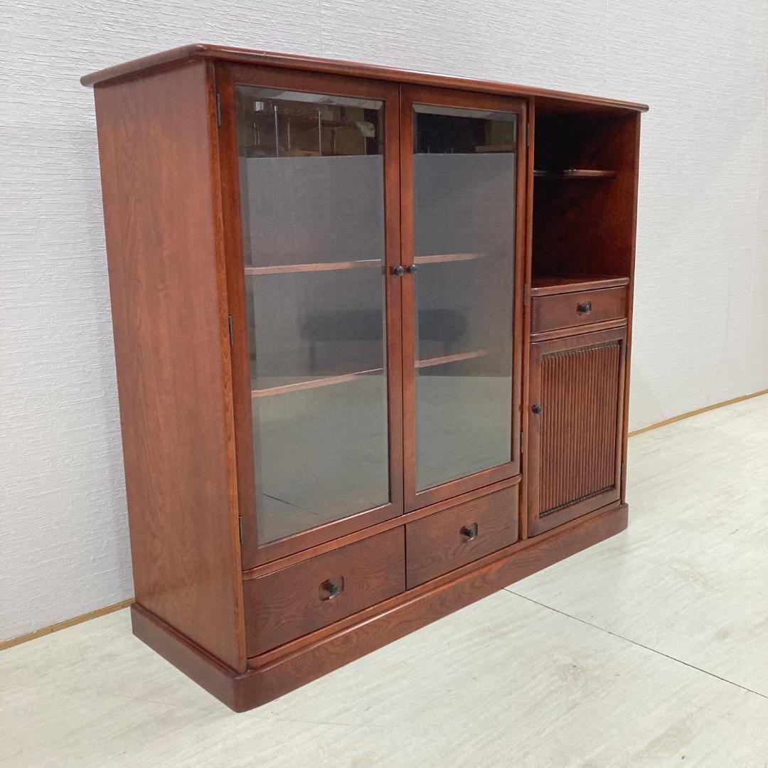 【カリモク】茶棚　水屋箪笥　飾り棚　キャビネット　茶箪笥　食器棚　古民家　和室