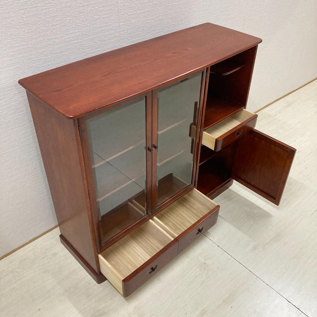 【カリモク】茶棚　水屋箪笥　飾り棚　キャビネット　茶箪笥　食器棚　古民家　和室