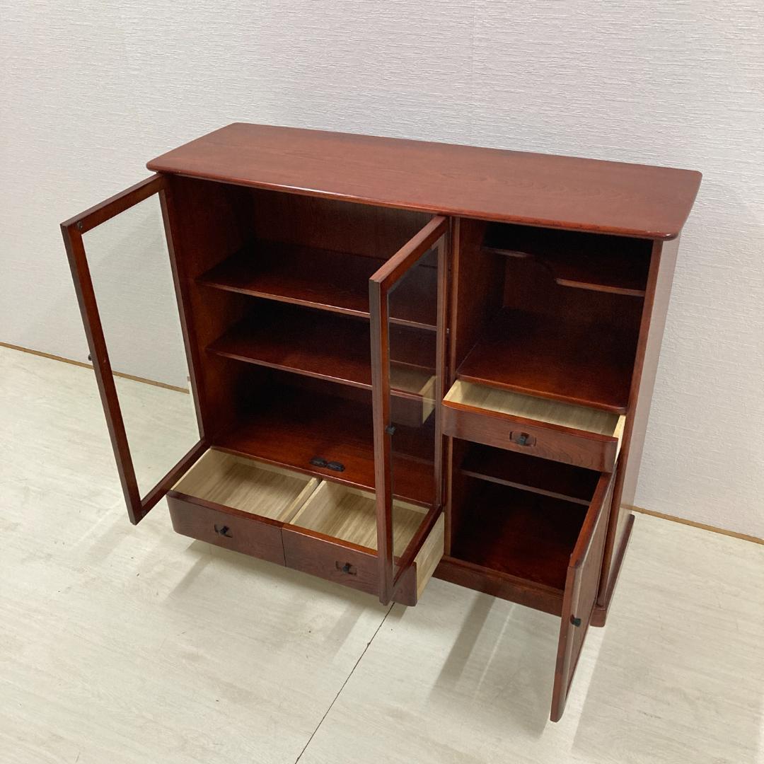 【カリモク】茶棚　水屋箪笥　飾り棚　キャビネット　茶箪笥　食器棚　古民家　和室