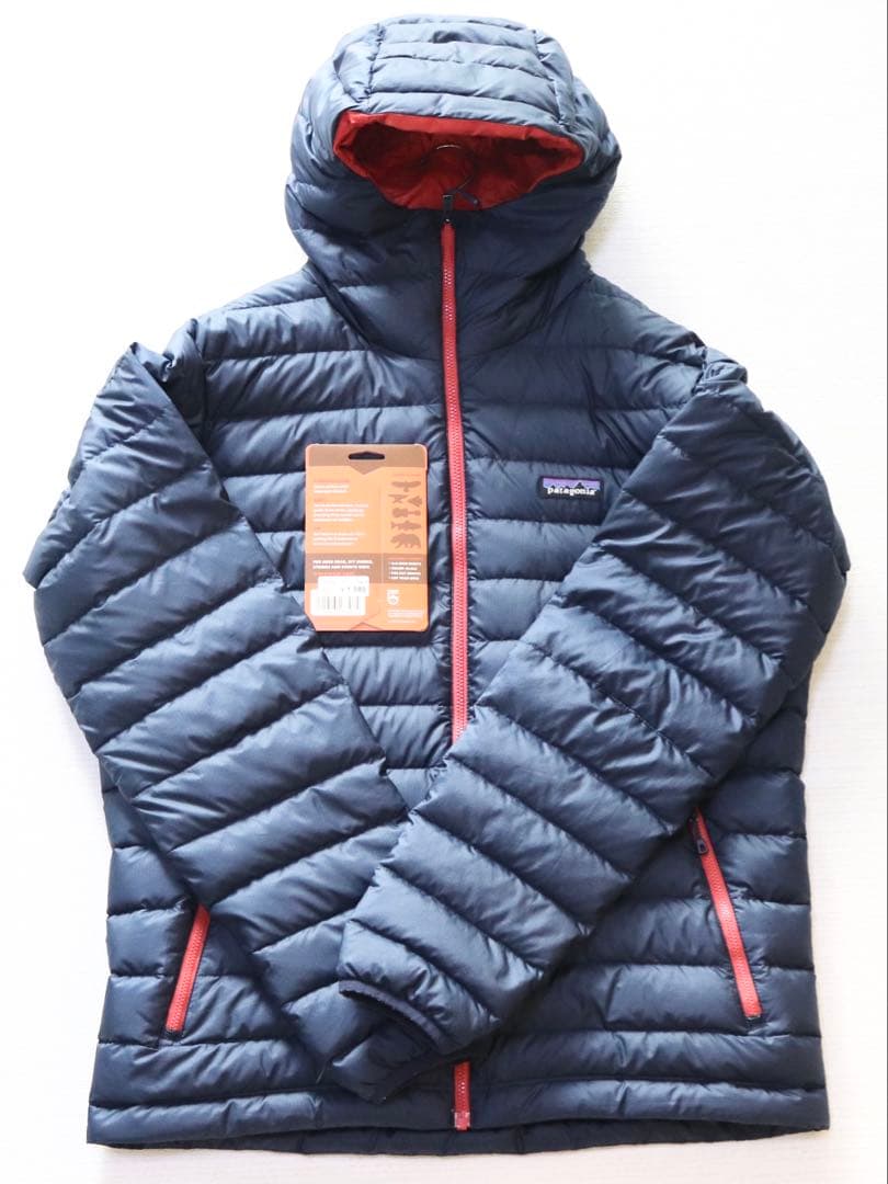 【リペアシート付】パタゴニア ダウンセーターフーディ M 紺×赤 84701