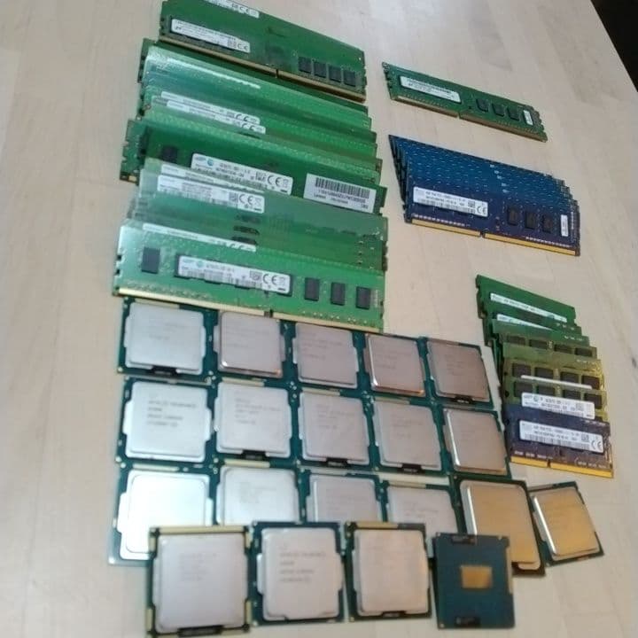 【ジャンク扱い、都市鉱山】DDR4、3メモリ46枚、CPU20枚