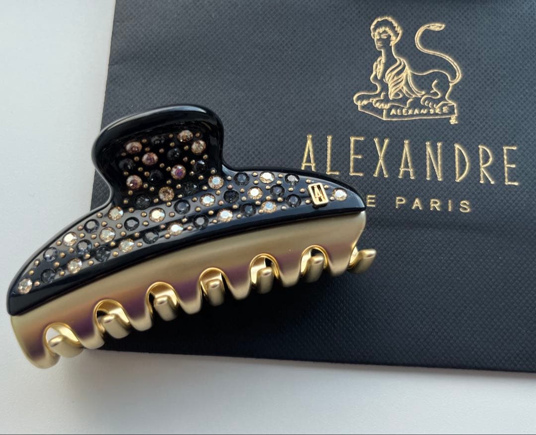 アレクサンドルドゥパリ ヴァンドームクリップ M 黒 ゴールド スワロ 新品