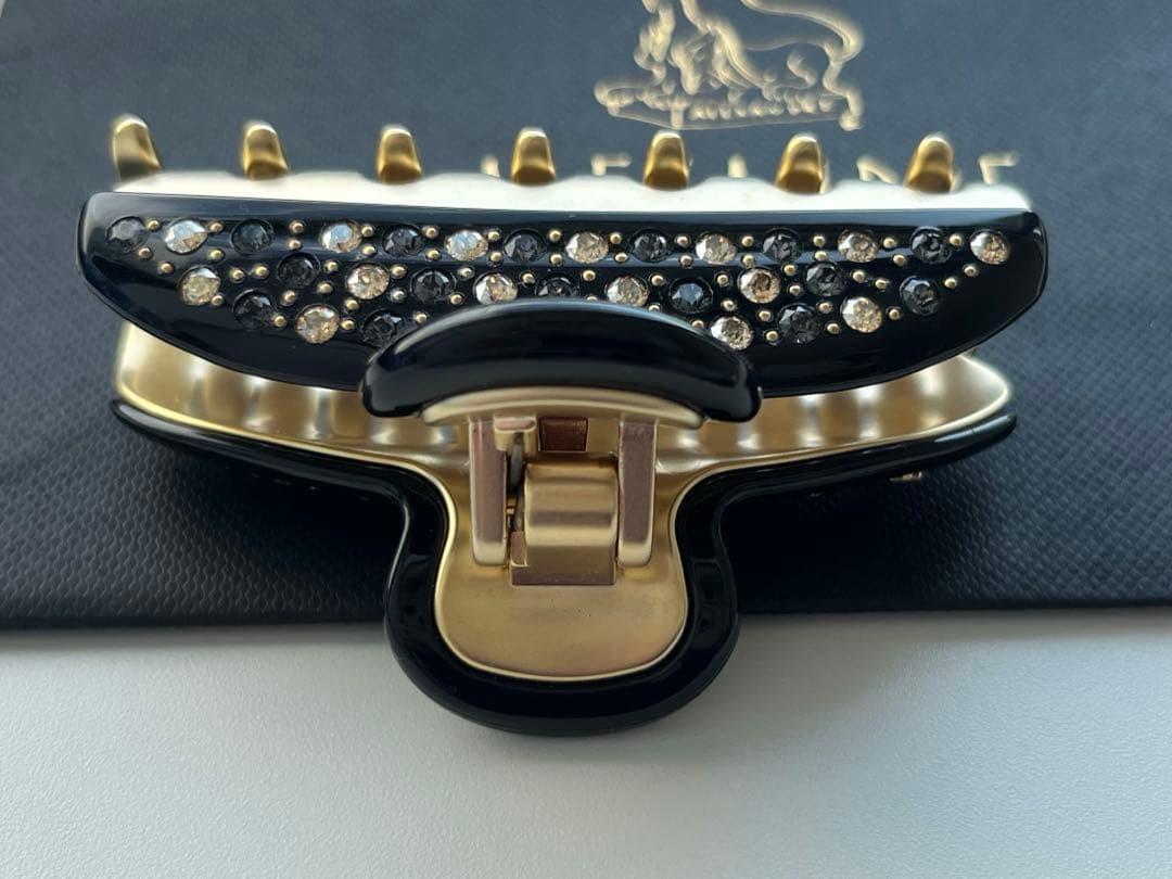 アレクサンドルドゥパリ ヴァンドームクリップ M 黒 ゴールド スワロ 新品