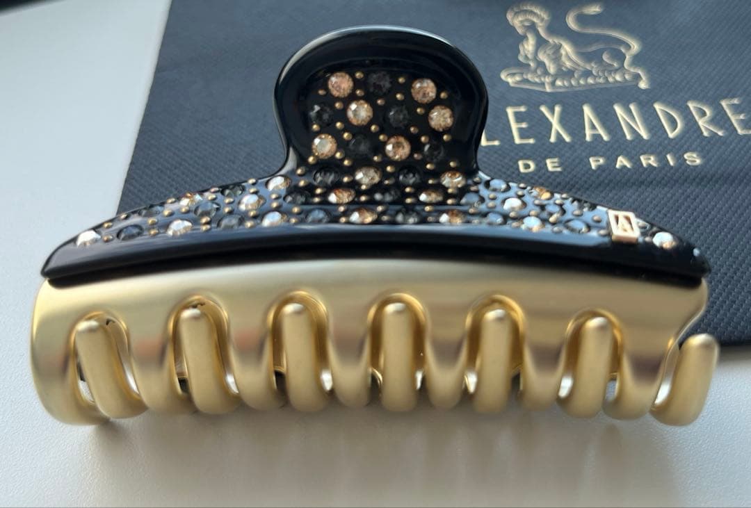 アレクサンドルドゥパリ ヴァンドームクリップ M 黒 ゴールド スワロ 新品