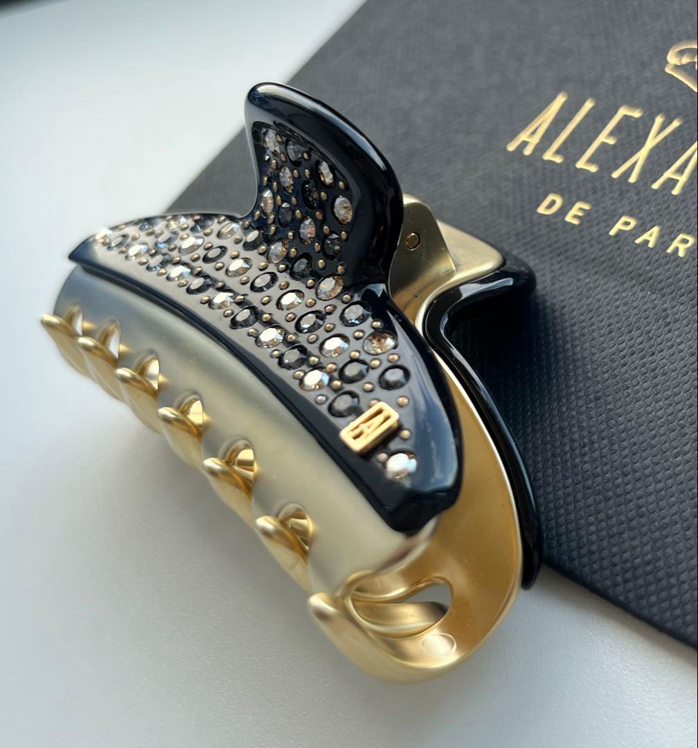 アレクサンドルドゥパリ ヴァンドームクリップ M 黒 ゴールド スワロ 新品