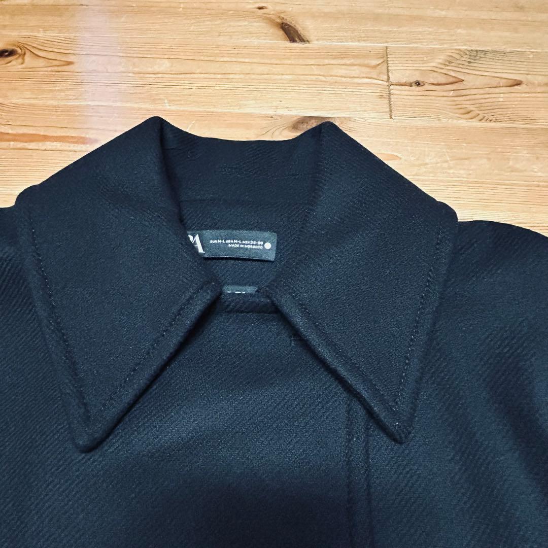 ★期間限定★美品　ZARA／クロップド MANTECOウールコート　／黒／M-L