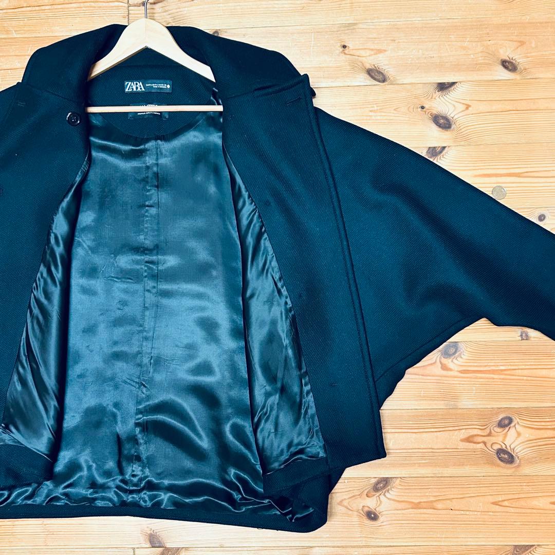 ★期間限定★美品　ZARA／クロップド MANTECOウールコート　／黒／M-L