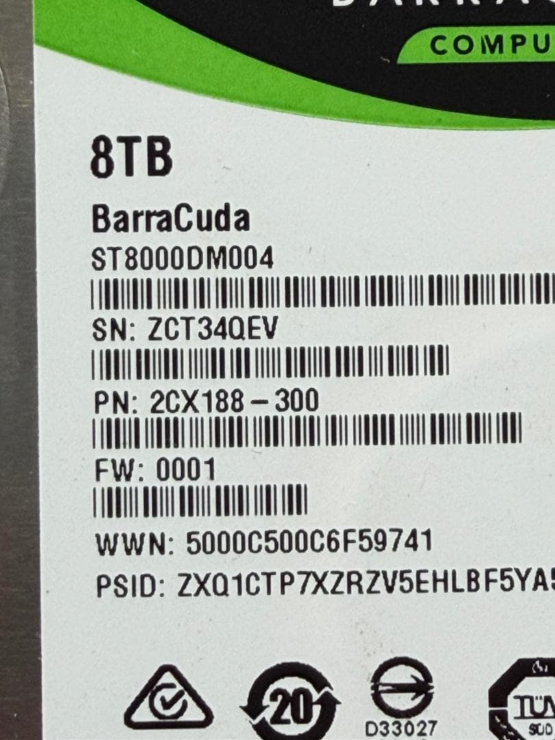 Seagate BarraCuda 8TB HDD x 2 16TB ②