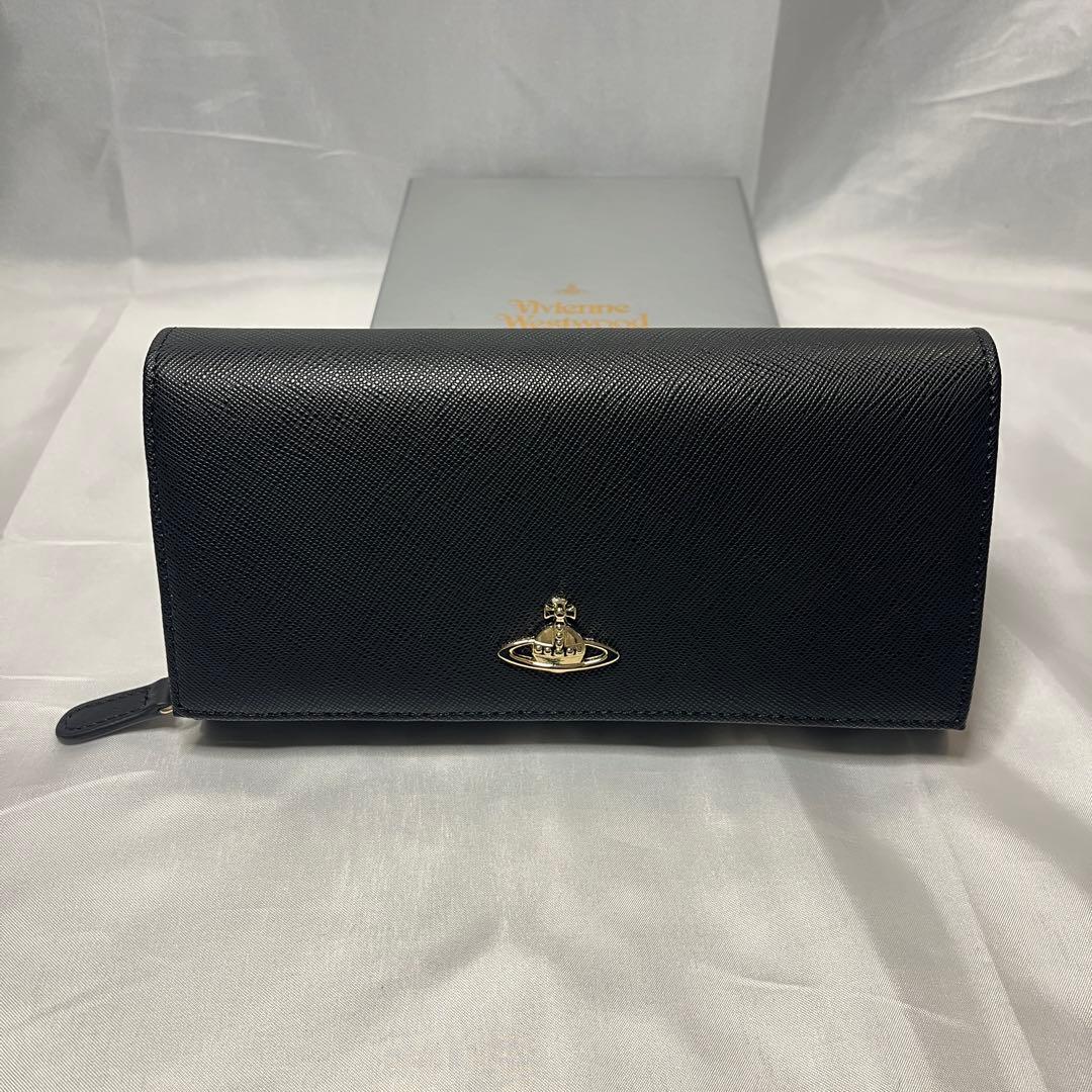 新品 Vivienne Westwood ブラック ゴールドオーブ 長財布