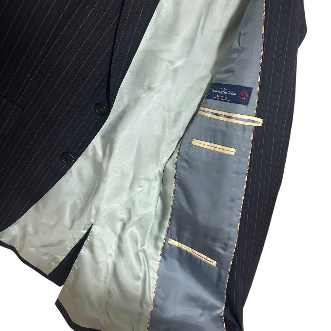 国産美品✨Paul Smith × zenia生地 ストライプ 2ピース紺 M