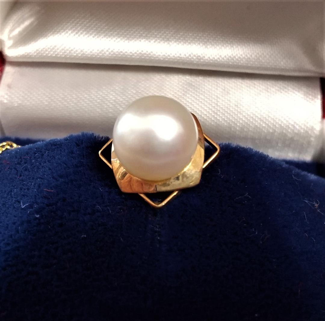 K18　真珠タイタックピン　ネクタイピン