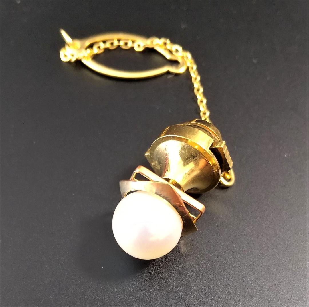 K18　真珠タイタックピン　ネクタイピン