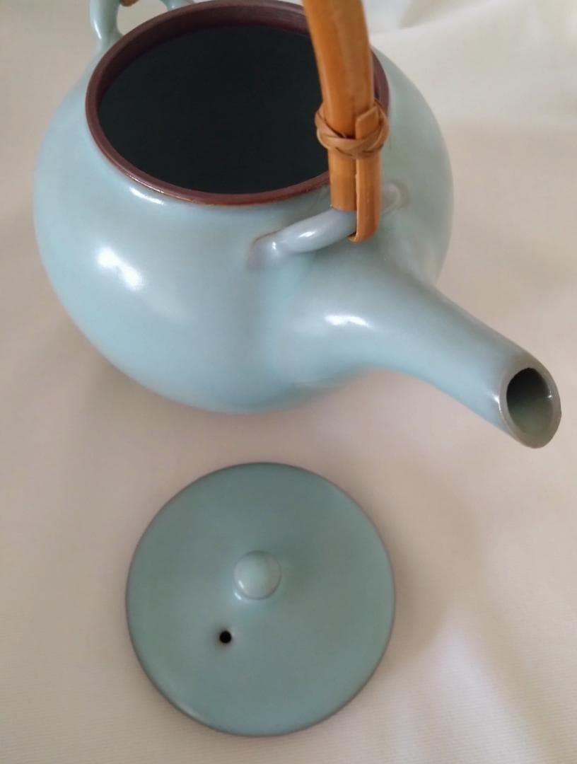 鈴木三成作　急須 猪口3点 青磁 青瓷 作家物