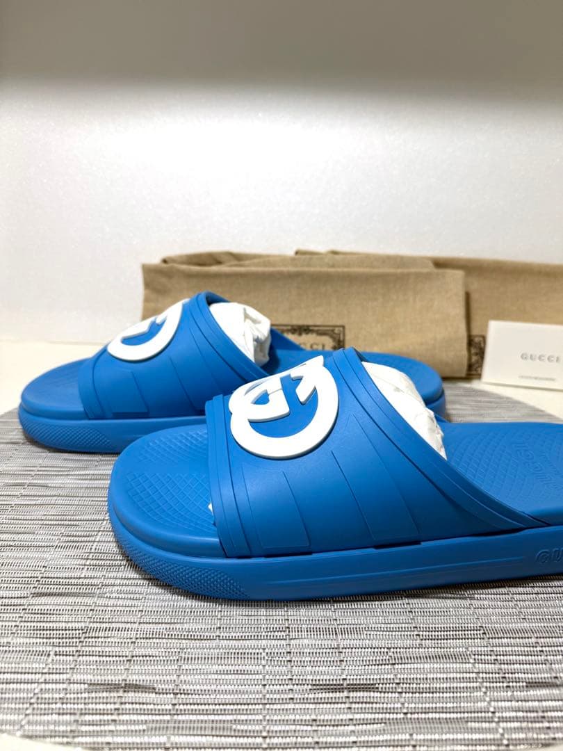 【未使用品】GUCCI グッチ サンダル ラバーサンダル ブルー 27cm