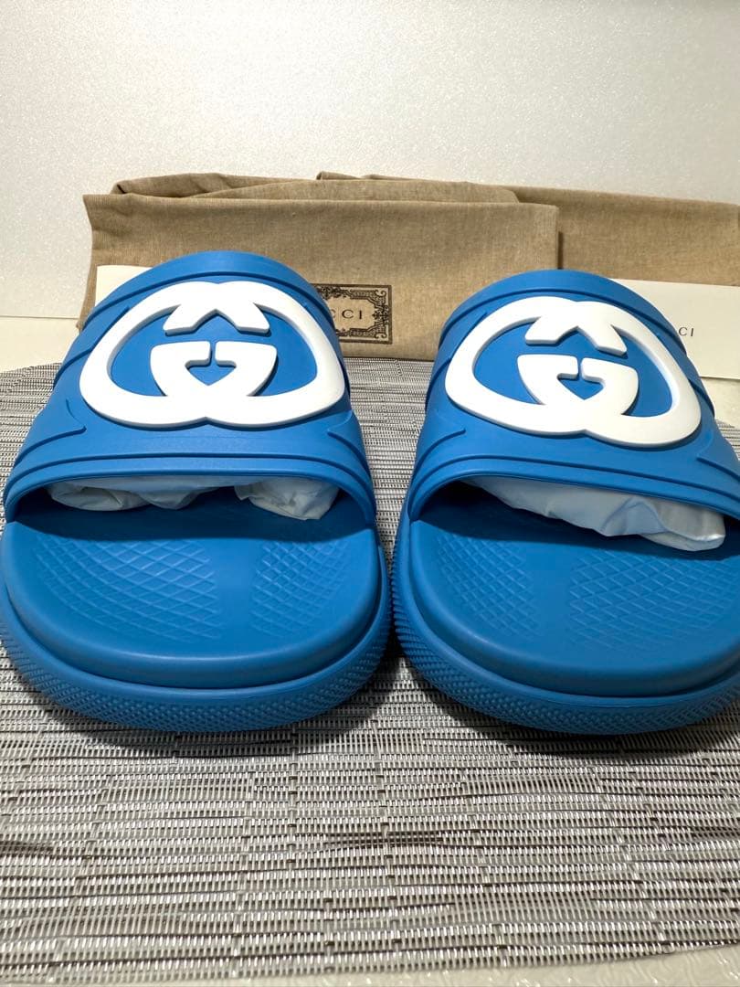 【未使用品】GUCCI グッチ サンダル ラバーサンダル ブルー 27cm
