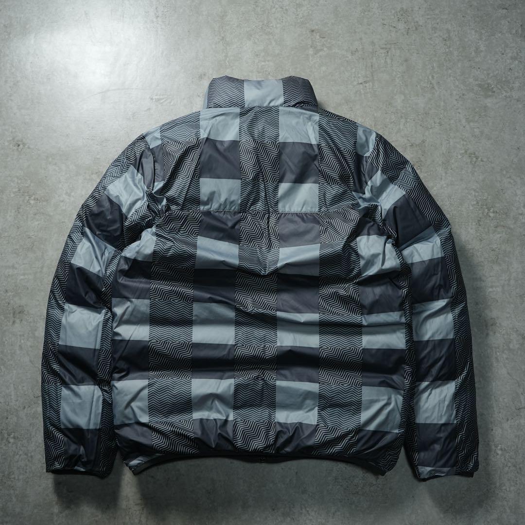 00s NIKE 肉厚ダウンジャケット リバーシブル ブラック チェック柄 短丈