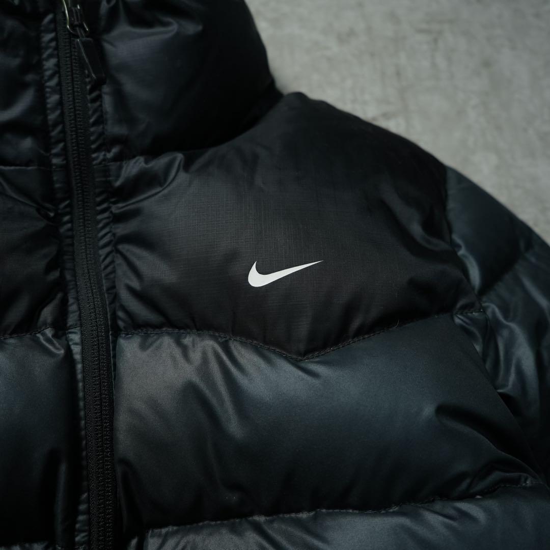 00s NIKE 肉厚ダウンジャケット リバーシブル ブラック チェック柄 短丈
