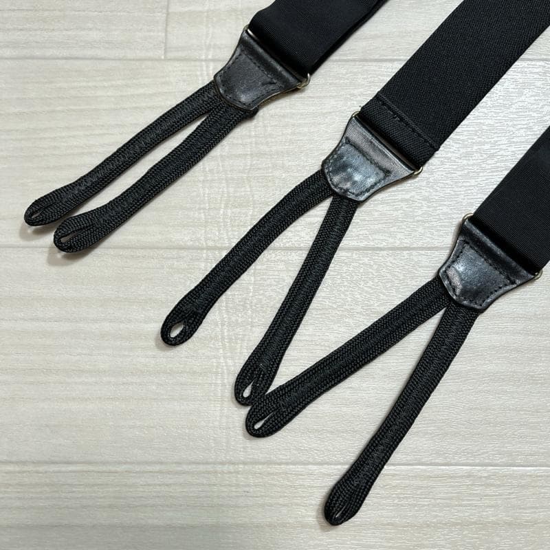 ポロバイ ラルフローレン/USA製/レザーパーツ×真鍮金具/ロゴ刻印サスペンダー