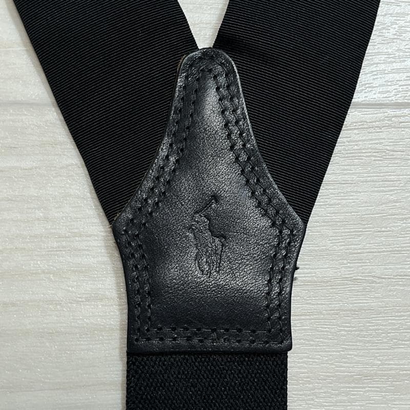 ポロバイ ラルフローレン/USA製/レザーパーツ×真鍮金具/ロゴ刻印サスペンダー