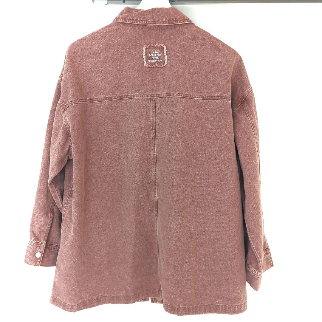 新品タグ付き LEPSIM フリンジパッチ BIGデニムシャツ ピンク