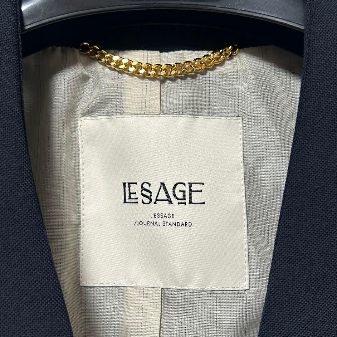 ジャーナルスタンダードレサージュ 紺ブレ 金ボタン ノーカラー ブレザー