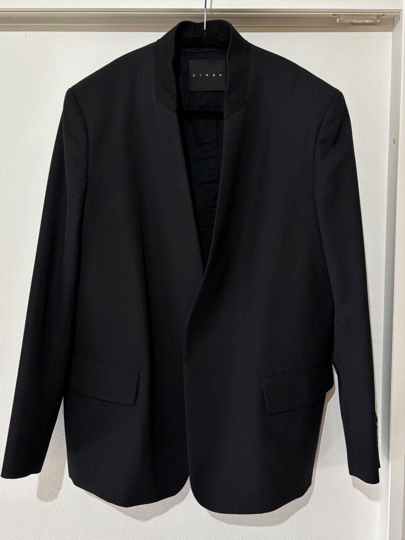 【美品】CINOH ブラック ノーカラージャケット