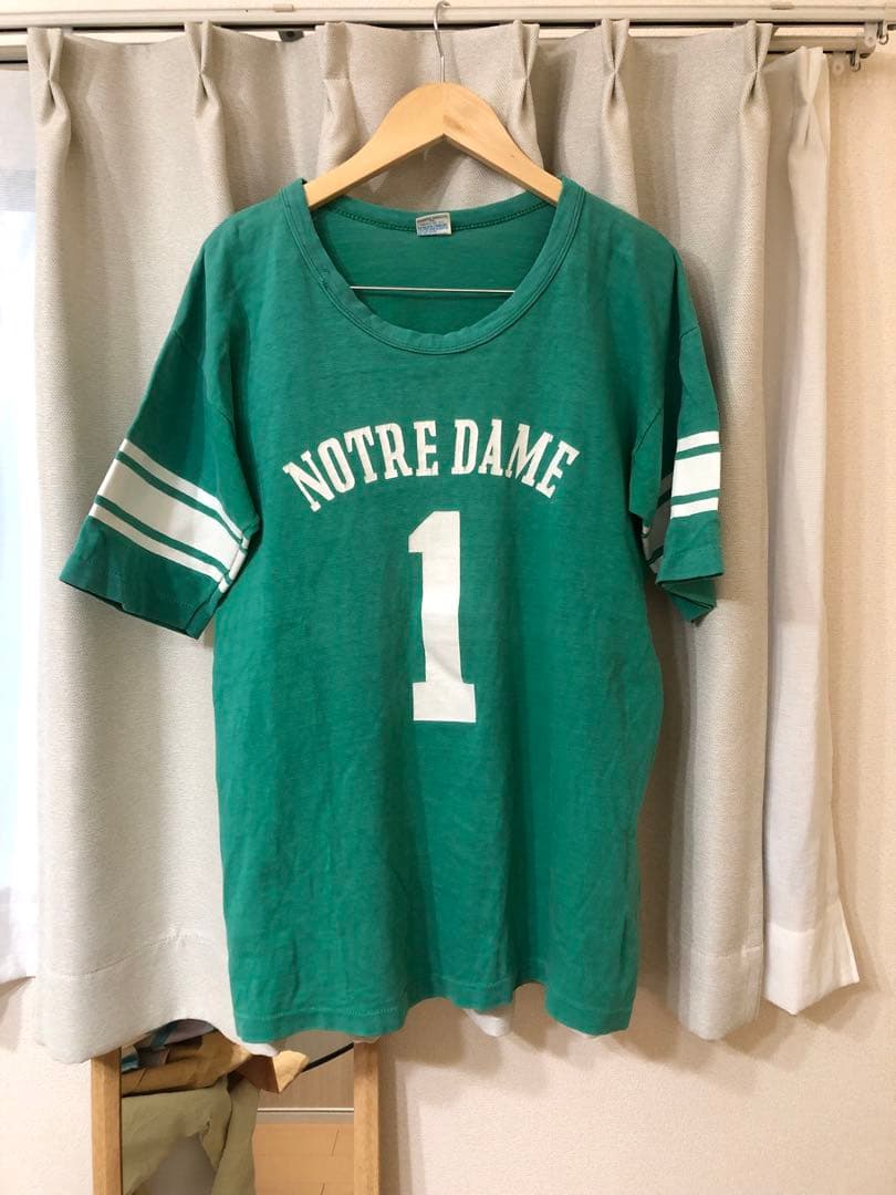 70's champion NOTRE DAME バータグ フットボールtシャツ
