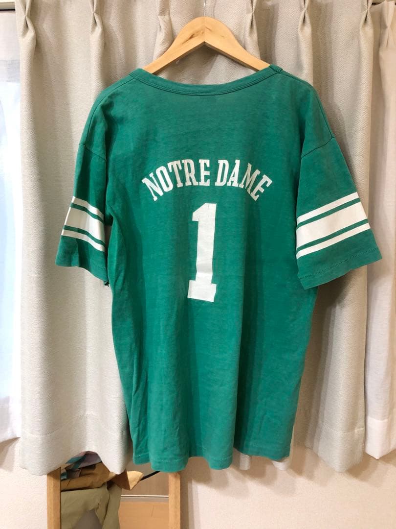 70's champion NOTRE DAME バータグ フットボールtシャツ