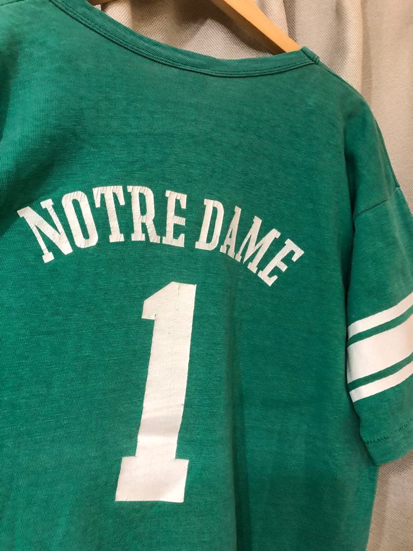 70's champion NOTRE DAME バータグ フットボールtシャツ