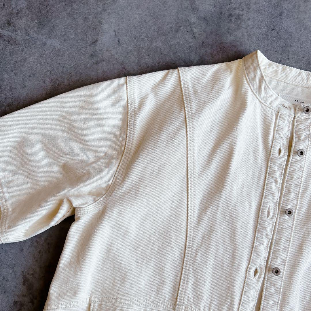 kelen ⿻ ケレン デニム シャツ ジャケット “SAUN” Gジャン 白