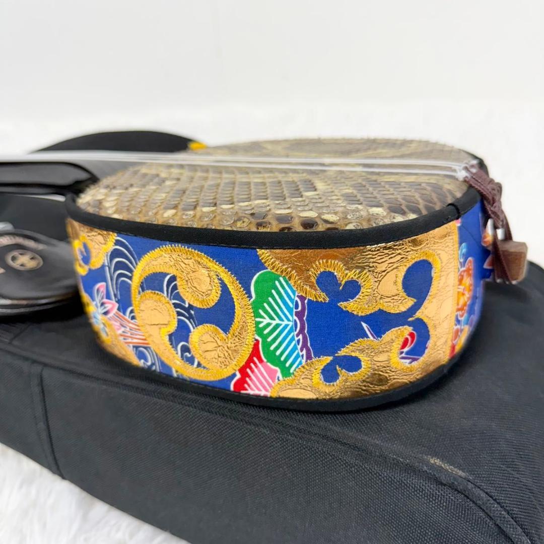 【強化張り】三線 本皮 本革 蛇皮 蛇革 沖縄 三味線 琉球 17-2