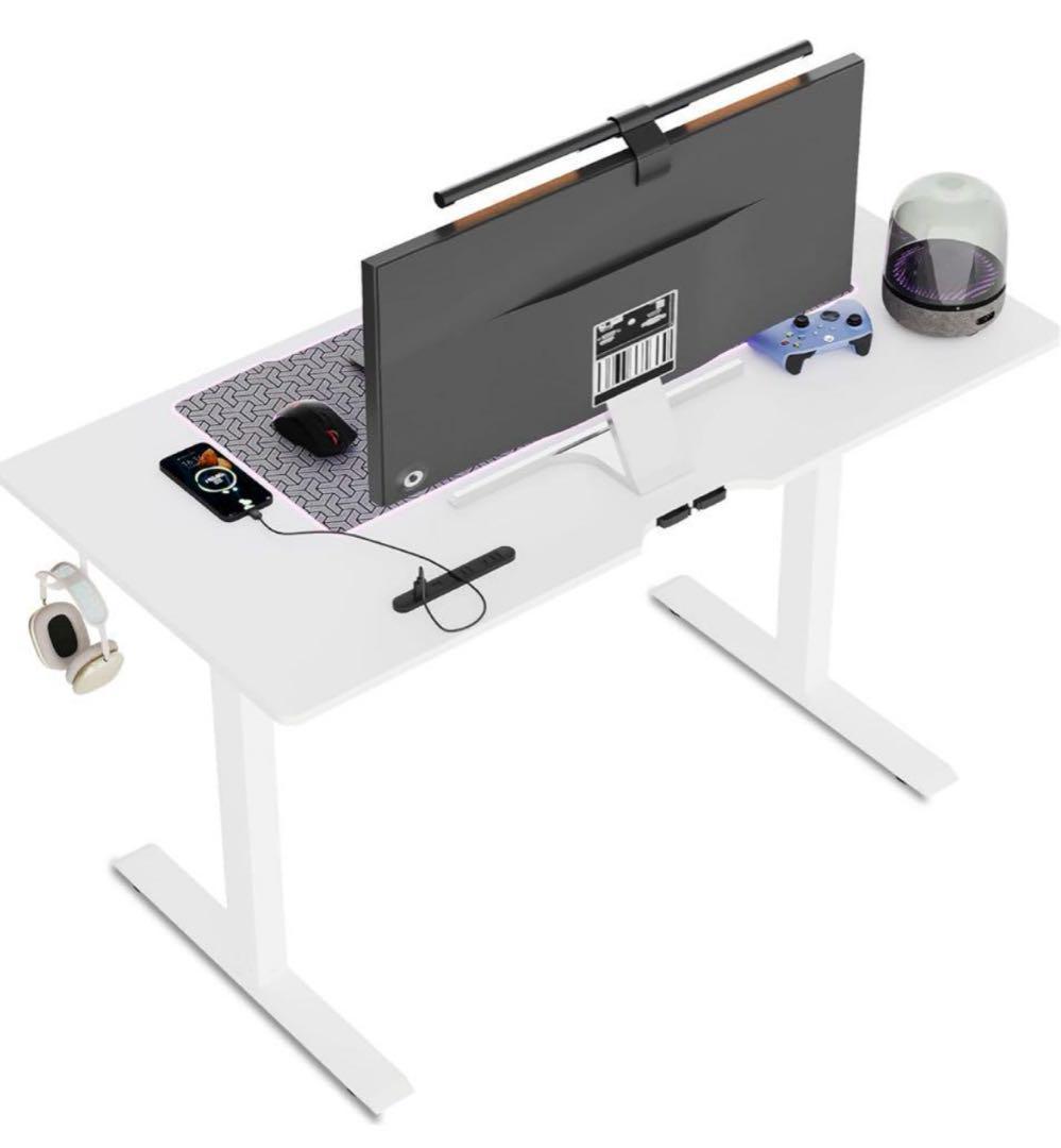 未使用 昇降デスク 電動 ゲーミングデスク オフィスデスク 白 メモリー機能