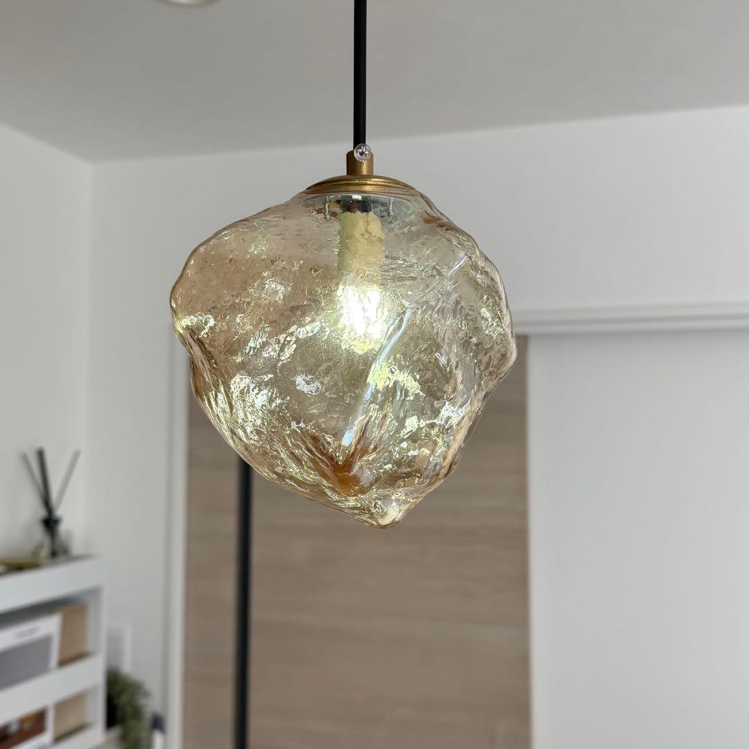 【美品】ガラス製 ペンダントライト 3灯セット ダクトレール 送料込