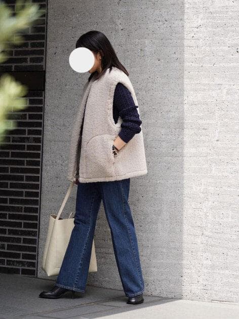 美品 トゥモローランド マカフィー 3万円 リバーシブル ジレ ムートン風