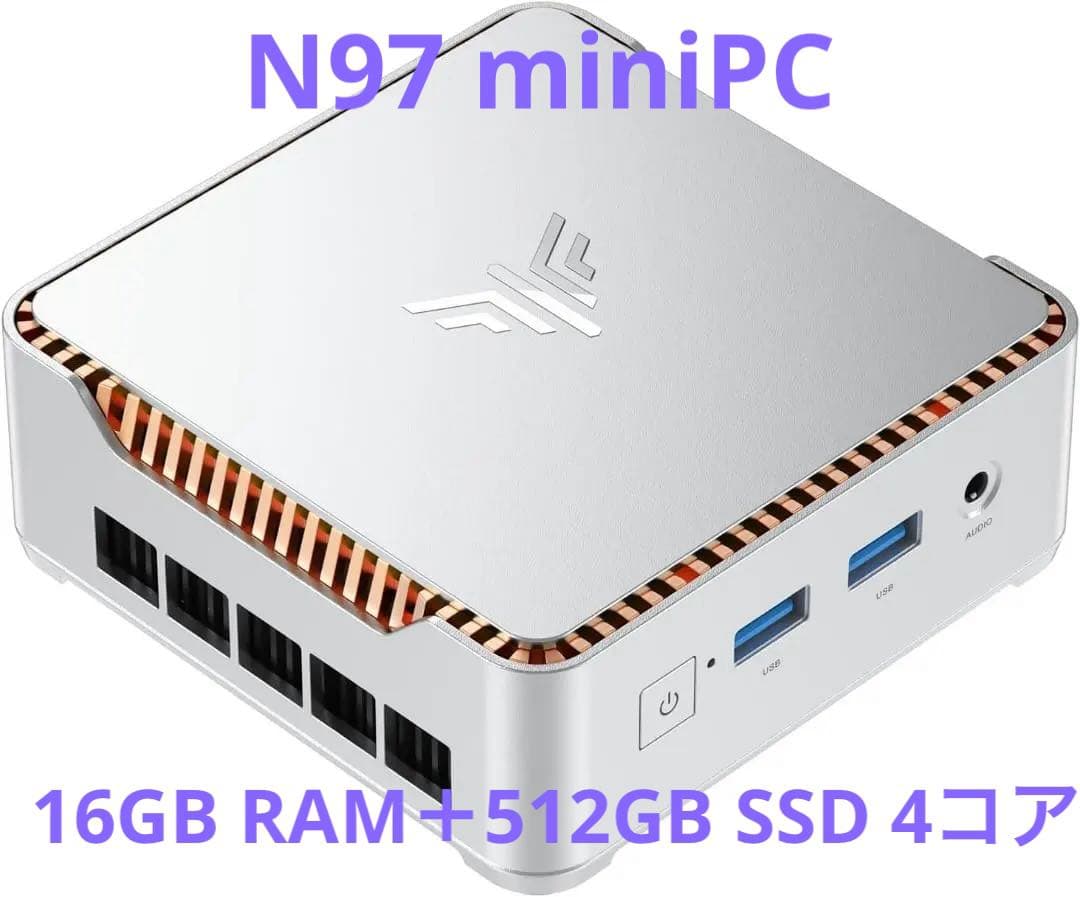 ミニpc n97 mini pc 16GBRAM 512GBSSD 4コア