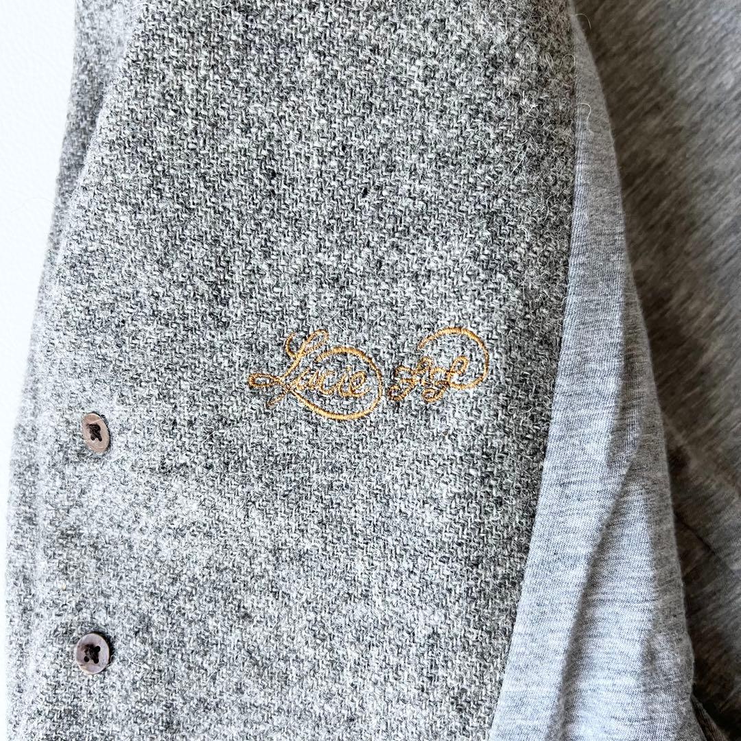 4980【美品】45R シェットランドツィードジャケット　チャーム付き　グレー