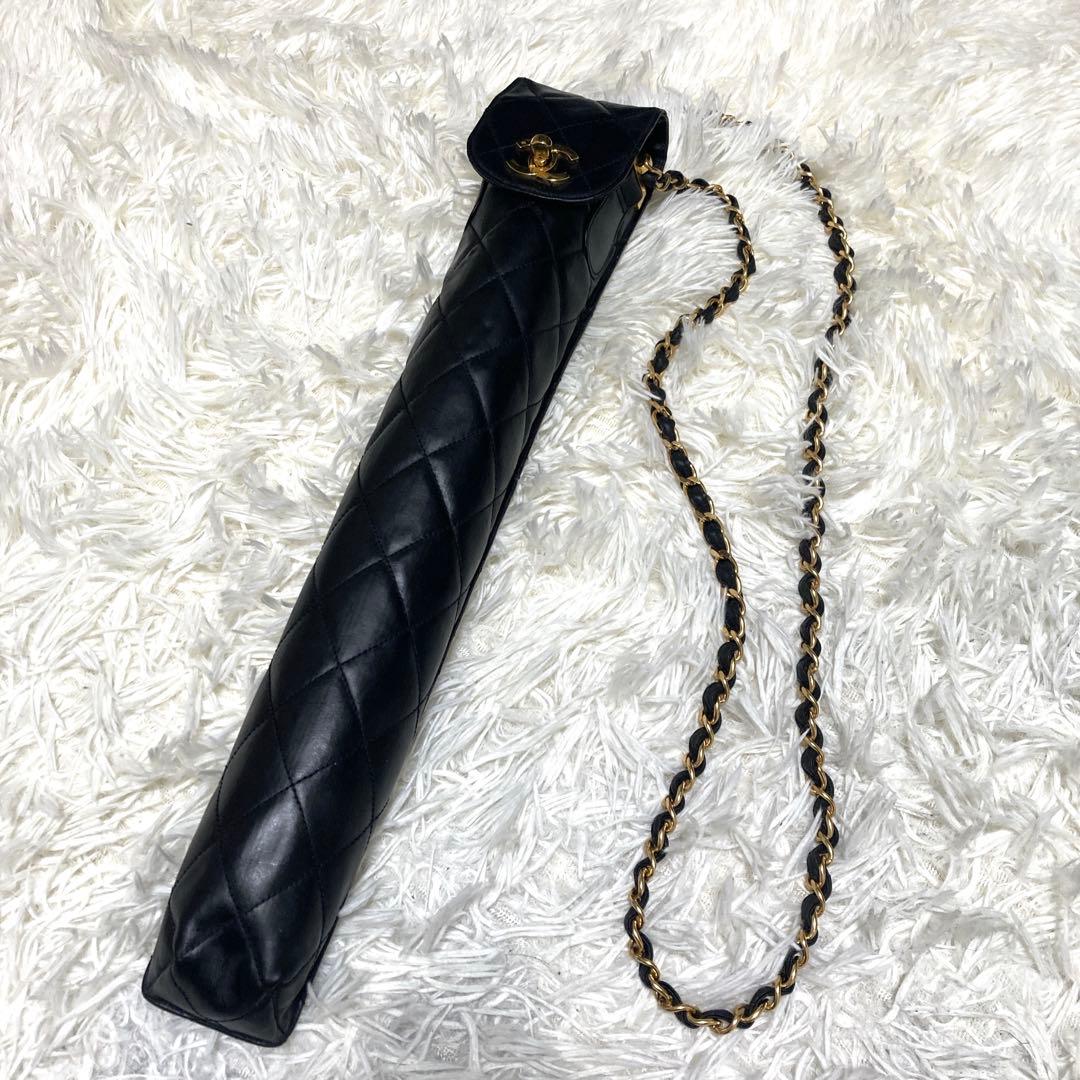 美品✨シャネル　折り畳み傘　マトラッセ　チェーンショルダーケース　ターンロック