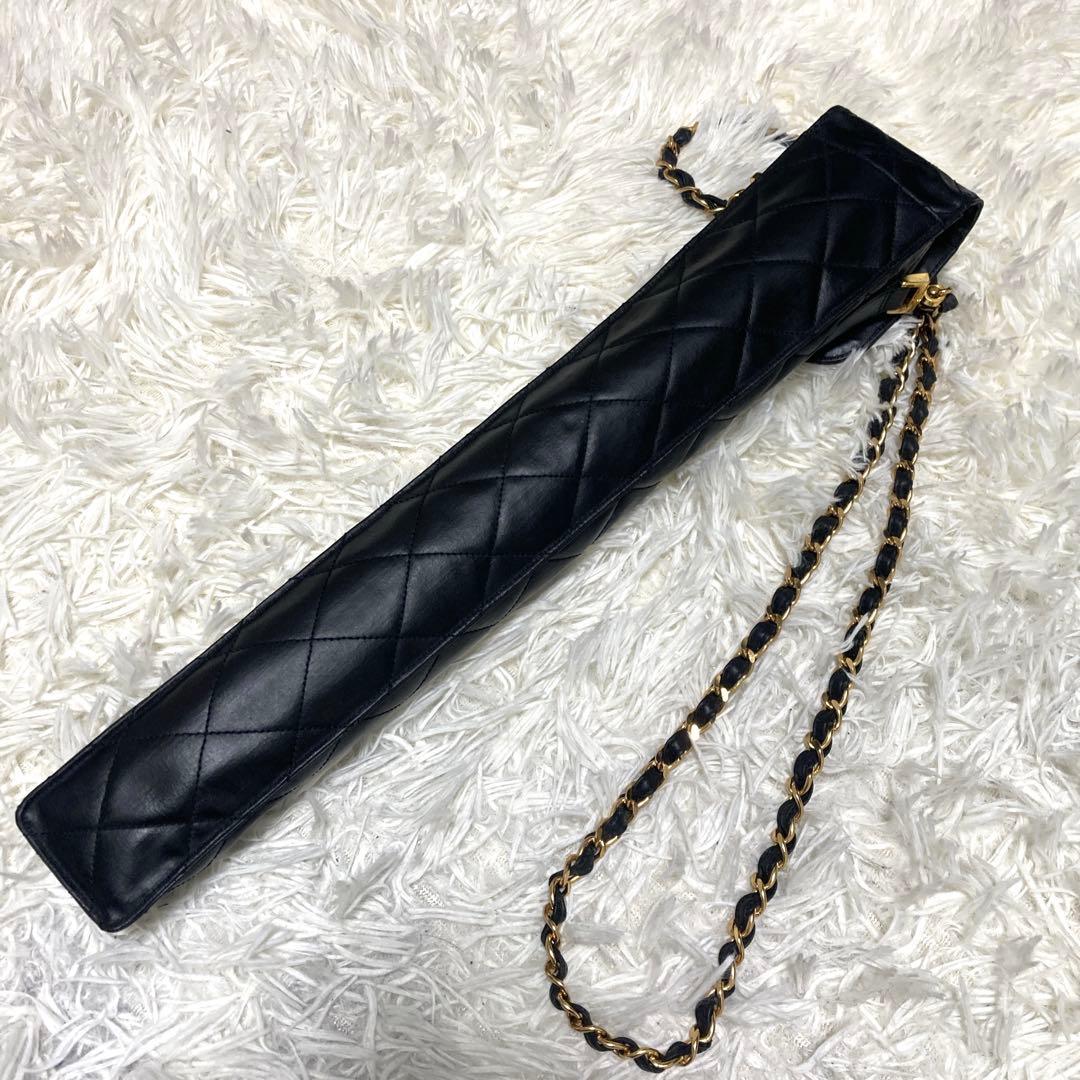 美品✨シャネル　折り畳み傘　マトラッセ　チェーンショルダーケース　ターンロック