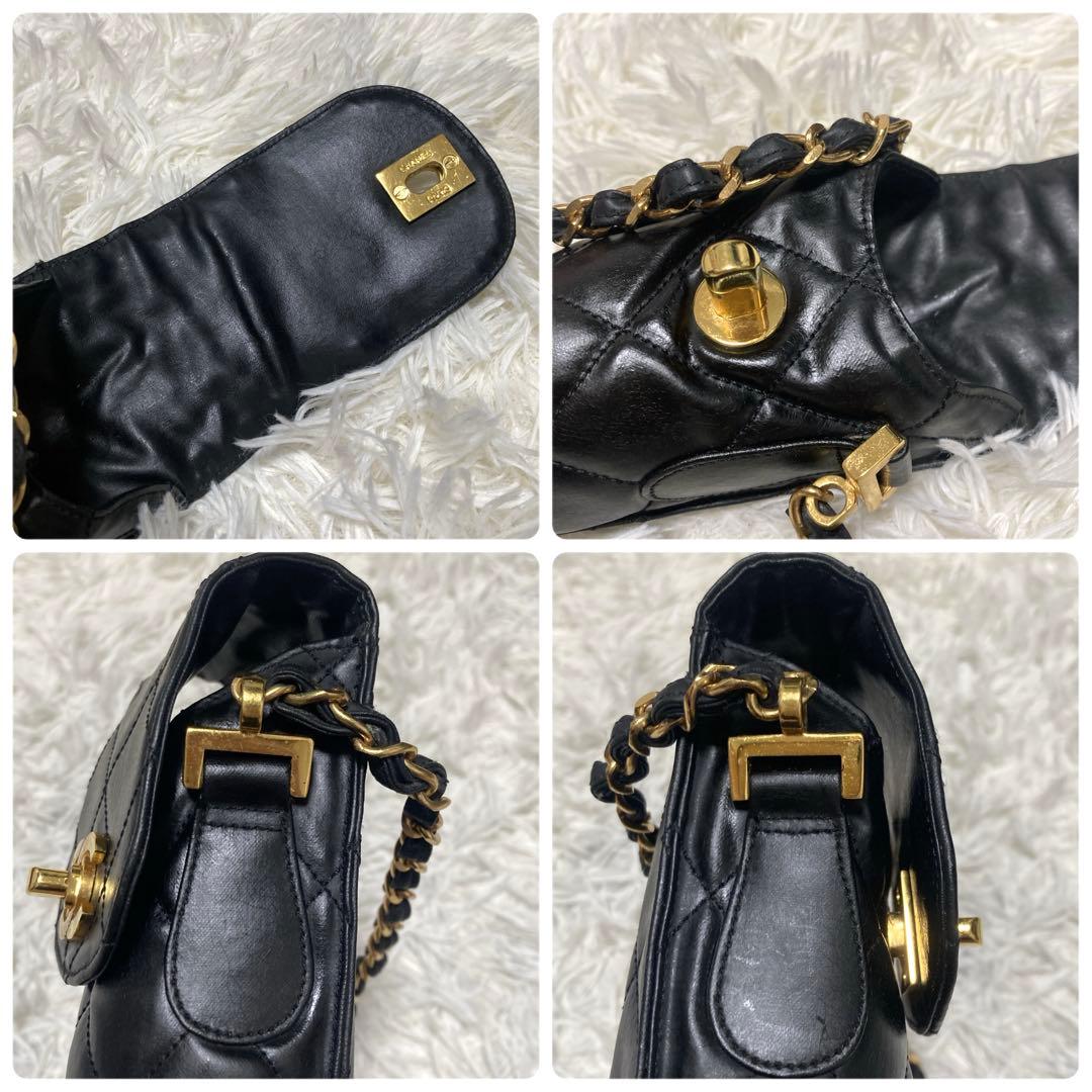 美品✨シャネル　折り畳み傘　マトラッセ　チェーンショルダーケース　ターンロック