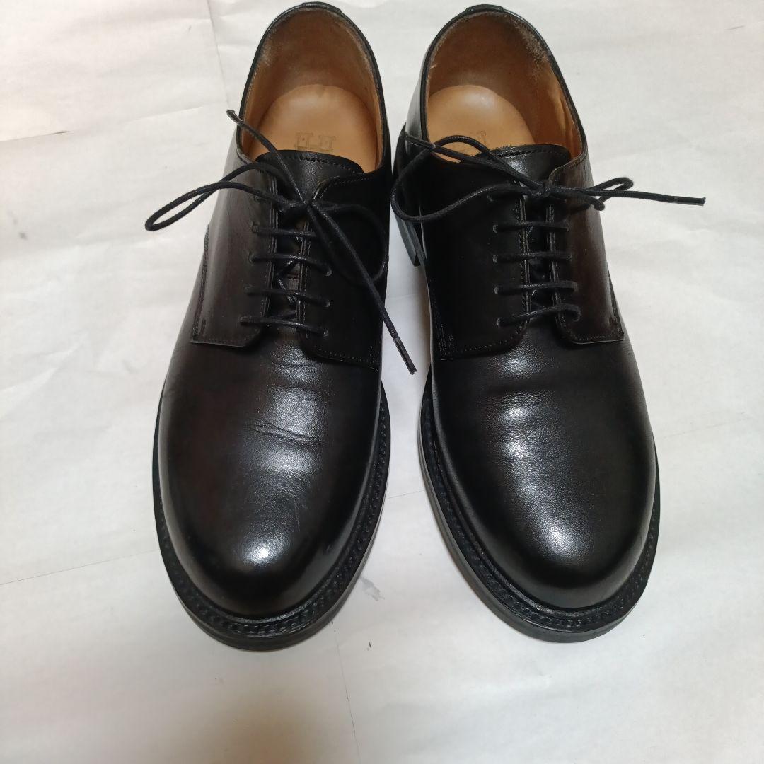 harrogate euston サイズ7.5 黒 レザー プレーントゥ