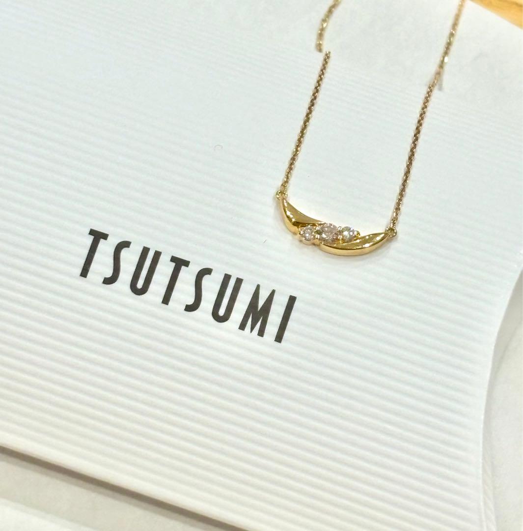 美品★TSUTSUMI K18イエローゴールドダイヤモンドネックレス