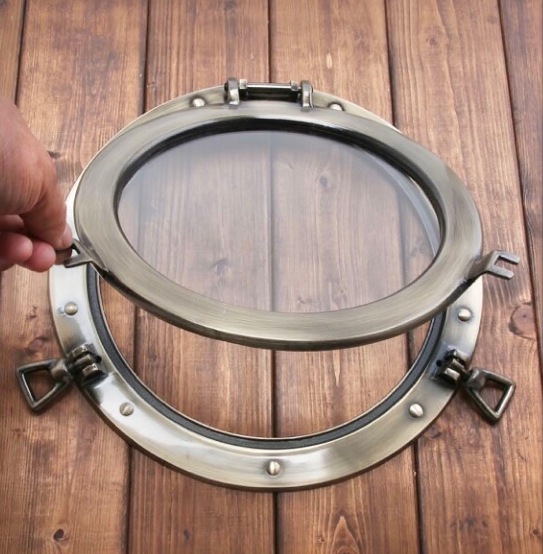 【新品】真鍮製 丸窓 ガラス窓 船舶風 マリンインテリア 壁飾り　送料無料