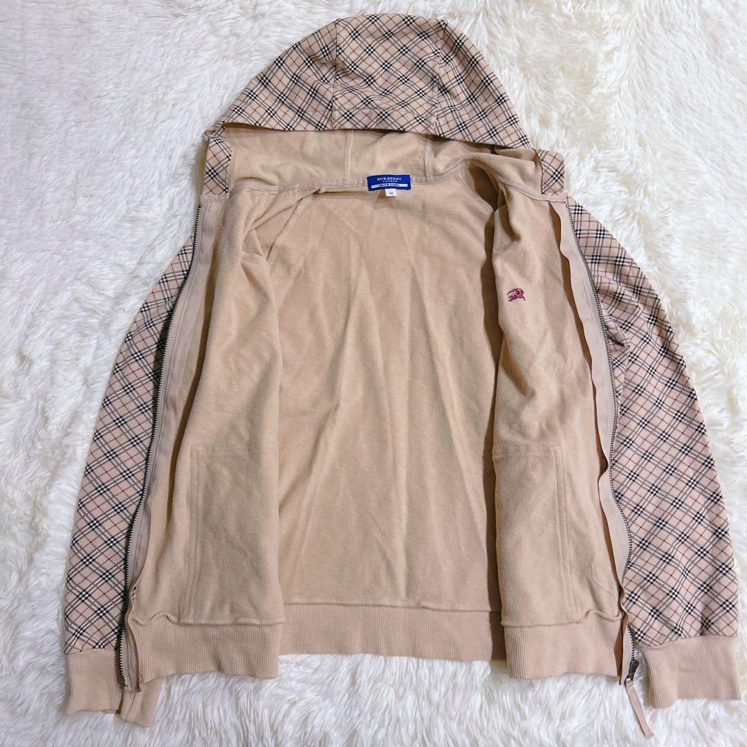 希少✨バーバリーブルーレーベル　ノバチェック　ジップアップ　パーカー