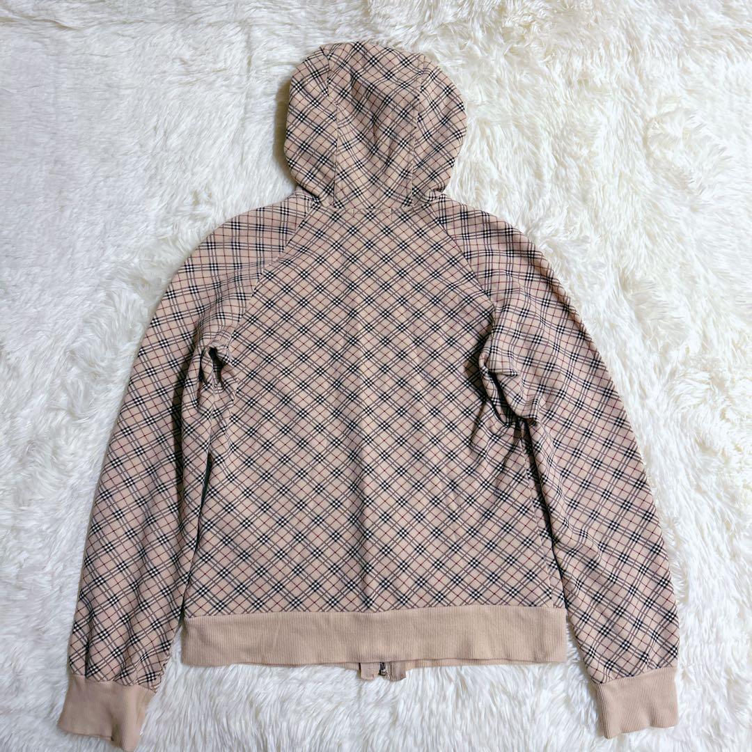 希少✨バーバリーブルーレーベル　ノバチェック　ジップアップ　パーカー