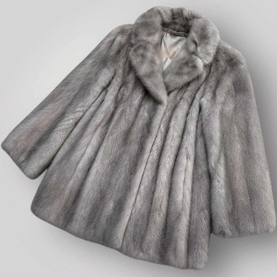 美品 サファイアミンク 本毛皮 リアルファーコート なめし柔らか サイズL