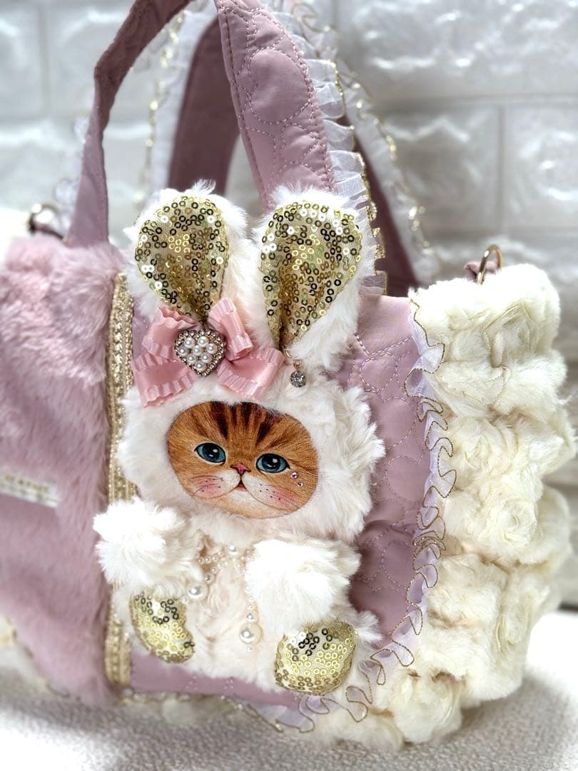 ま*読様 コヤンイサムチョン　ハンドメイド　ファーギャザーバッグ　ピンクうさちゃ