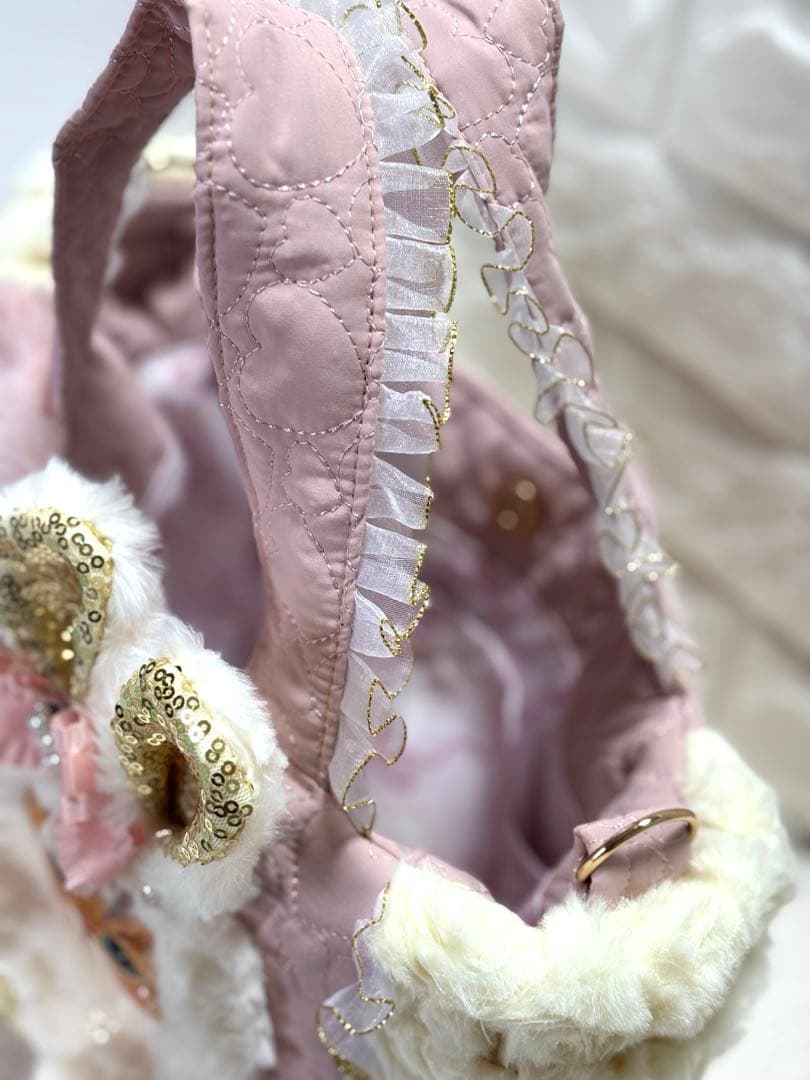 ま*読様 コヤンイサムチョン　ハンドメイド　ファーギャザーバッグ　ピンクうさちゃ